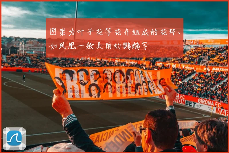 图案为叶子花等花卉组成的花环、如凤凰一般美丽的鹦鹉等